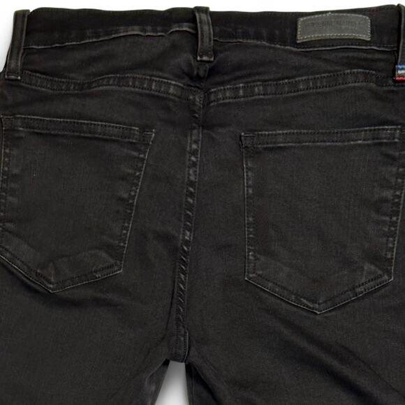 Etienne Marcel Black Jeans Sz 30 Mid Rise Side Stripe Zip Distressed Hem EM1051 - Picture 8 of 14